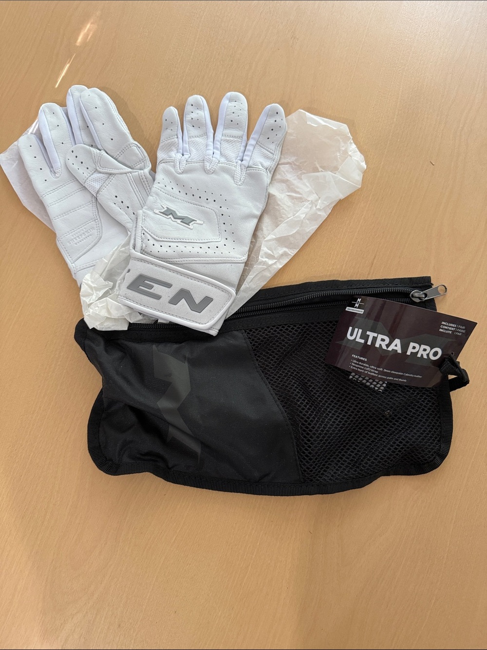 White Ultra Pro Slowpitch Batting Gloves